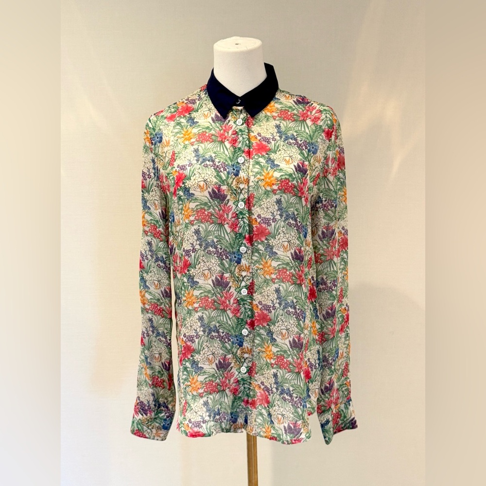 NWOT Equipment Floral Silk Long Sleeve Blouse Size S